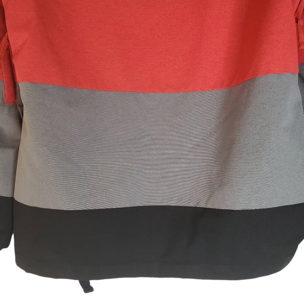 Oneill Black Poppy Red Colorblock Zip Up Seashell Snowboarding Jacket Size Large